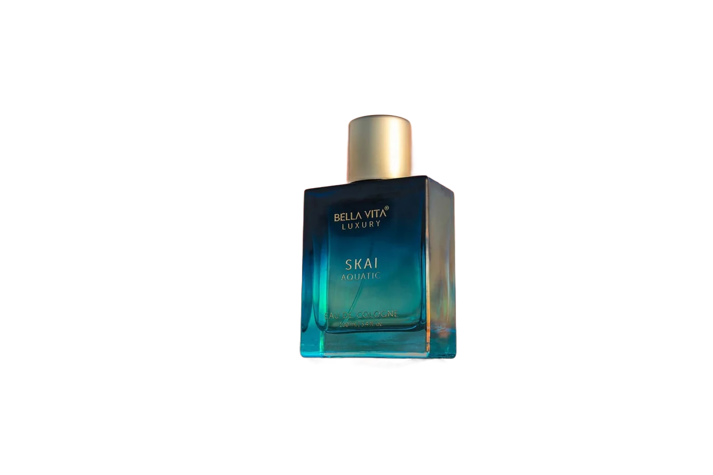 Perfume bottle after background removal in EraseBG, on a solid background